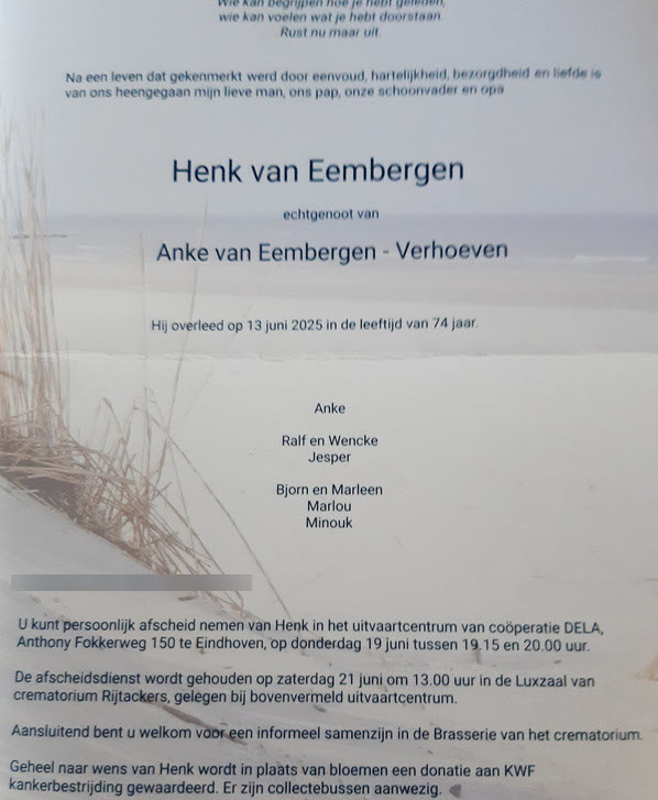 In Memoriam – Henk van Eembergen